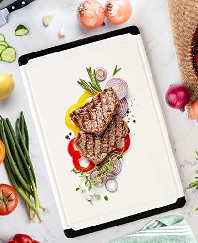 Extra-Large Cutting Board for Kitchen, 18” Reversible Cutting Board with Juice Groove, Dishwasher Safe Plastic Chopping Board Non-Slip Grip for Meal Prep, Meat, Vegetables, and Everyday Cooking 8