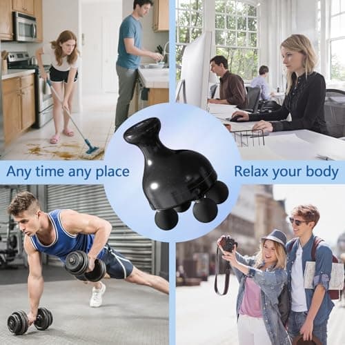 4 Heads Handheld Massage Gun Deep Tissue, Electric Body Massager, Percussion Muscle Massager for Easing Shoulder and Back Tension, with Reverse Thrust Function, Gift for Families Friends Christmas 6