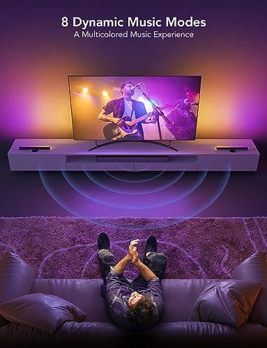 Govee RGBIC Light Bars, 15 Inches WiFi TV Backlight Suitable for 45-70 inch TVs, Smart Light Bars with Multiple Placement Options, Work with Alexa and Google Assistant, Black 7
