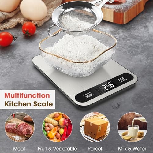 Mik-Nana Food Scale, 22lb Digital Kitchen Scale with 6 Units Tare Function & LCD Display, Stainless Steel Weight Grams and Ounces for Baking, Cooking and Meal Prep (Batteries Included) 7