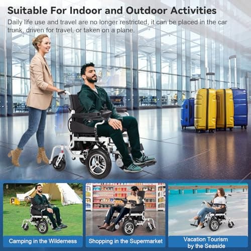 Electric Wheelchairs for Adults,16" Big Front Wheel All Terrain Wheelchairs,Lightweight Folding Motorized Wheelchairs for Seniors,Portable Intelligent Power Wheelchair for Indoor/Outdoor Mobility 6