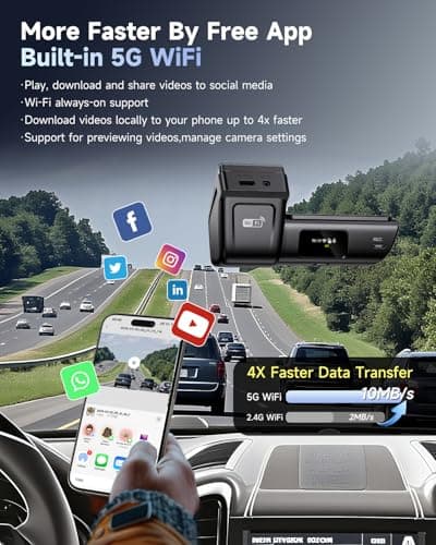 OVAMAN F8 Car Camera Dash Cam Front and Rear, 4K+1080P 170° Wide Angle Dual Dash Camera for Cars with 64GB Card,Wireless 5G WiFi&App Control,WDR/HDR Night Vision, 24H Parking Mode,Loop Recording 9