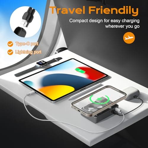 SEANCHEER P07 Magnetic Power Bank Charger 10000mAh Portable Charger with Built-in Cable and Foldable AC Plug, 22.5WMAX,Portable Charger with Built-in Cables for Samsung Google Pixel Moto iPhone iPad 6