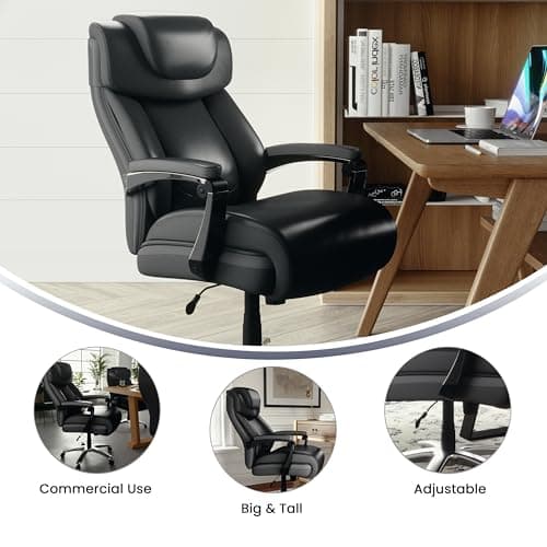 Flash Furniture Hercules Series High-Back Swivel LeatherSoft Office Chair, Ergonomic Executive Chair with Headrest and Adjustable Height, Black 5