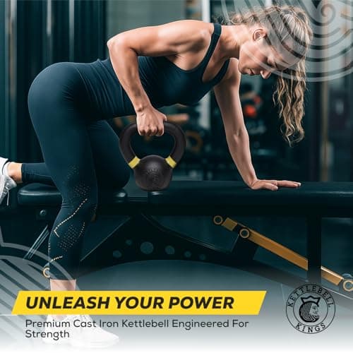 Kettlebell Kings | Powder Coated Kettlebells Weight 10LB | Hand weights Workout Gym Equipment & Strength training sets for Women & Men | Weights set for Home Gym (5-90LB) (Cast Iron) 6