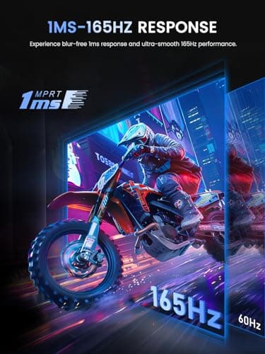 UPERFECT 24.5" 2K Portable Monitor, 165Hz Gaming Monitor, 1ms FreeSync HDR IPS Large Mobile Screen, Built-in 180° Adjustable Stand/VESA, USB-C HDMI Second Screen for Laptop, Phone, Game Console 3