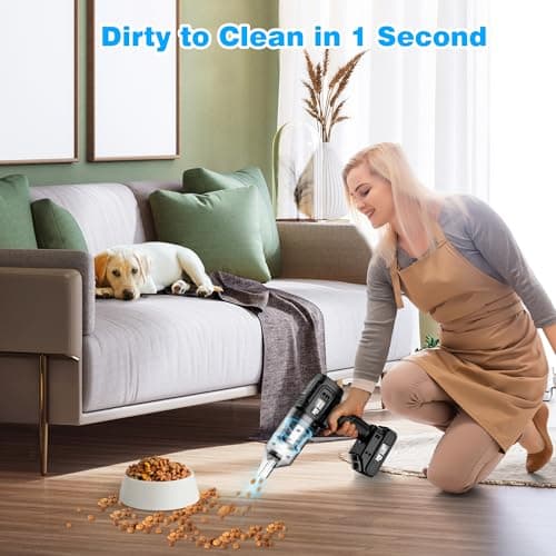 Handheld Vacuum Cordless - 35000PA Strong Suction Car Vacuum with 2 Detachable Batteries, 60Min Runtime Portable Vacuum Cleaner for Car Detailing, Pet Hair, Home Couch & Office, 350ML XL Dust Cup 7