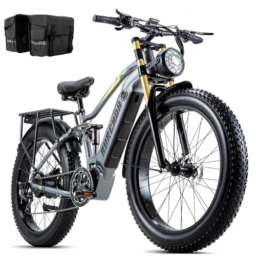 DAMSON Electric Bike for Adults 1500W Peak Motor 48V 20Ah Battery Up to 65 Miles Long Range 30MPH Mountain E Bikes 26" Fat Tire Off-Road Full Suspension Electric Bicycle, Dual Hydraulic Brakes