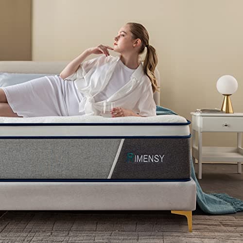 Rimensy Full Gel Memory Foam & Innerspring Hybrid Mattress, Motion Isolation, Medium Firm, Pressure Relief, 54"x75"x12"