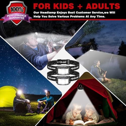 Headlamp Rechargeable,2 Pack 2000 Lumen Super Bright Led Headlamp,16 Modes Motion Sensor Head Lamp,Ipx6 Waterproof Lightweight Headlight,White Red Flashlight For Fishing Camping Hunting Essentials 7