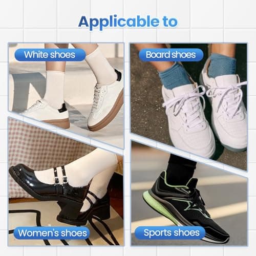 asfanst White Shoe Cleaner Cream, Multipurpose No-Wash Cleaning Paste with Sponge for Leather Sneakers and Soles, Removes Dirt and Stains (1) 7