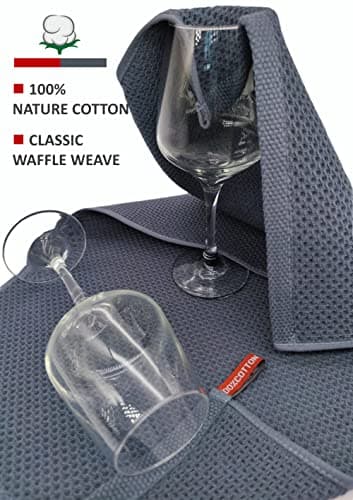 ANEWAY Kitchen Hand Towels 100% Cotton Waffle Weave Dish Towel for Cleaning Drying - Extra Absorbent and Soft - 13 x 28 inch (Beige+Dark Grey+Brown-6 Pack) 7