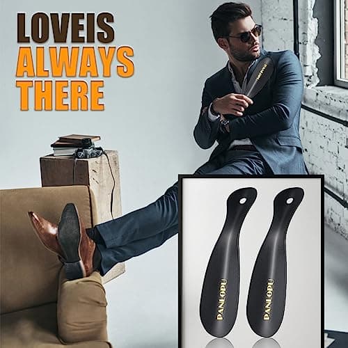 PANLOPU Metal Shoe Horn 7.5Inch Portable Quality Stainless Steeln Shoe Horn Fashion Travel (Black) 7