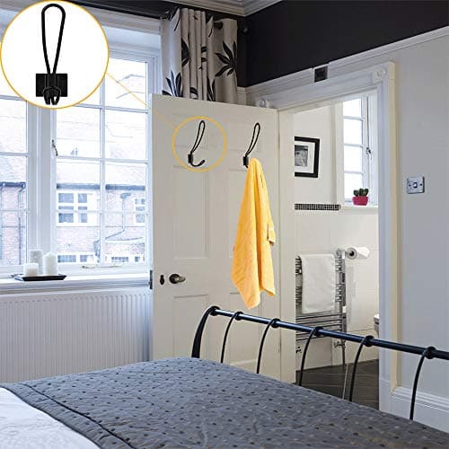 Hajoyful Rustic Entryway Hooks-12 Pack Farmhouse Hooks with Metal Screws Included, Black Decorative Wall Mounted Rustic Coat Hooks Rack, Double Vintage Organizer Hanging Wire Hook Clothes Hanger 6