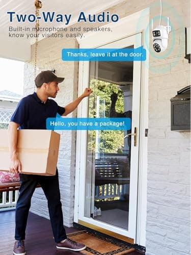 Reobiux Security Camera Outdoor with Dual Lens, 2.5K/6MP Outdoor Cameras for Home Security with Auto Tracking, Human Detection, 30m Color Night Vision, Two-Way Audio, IP66 6