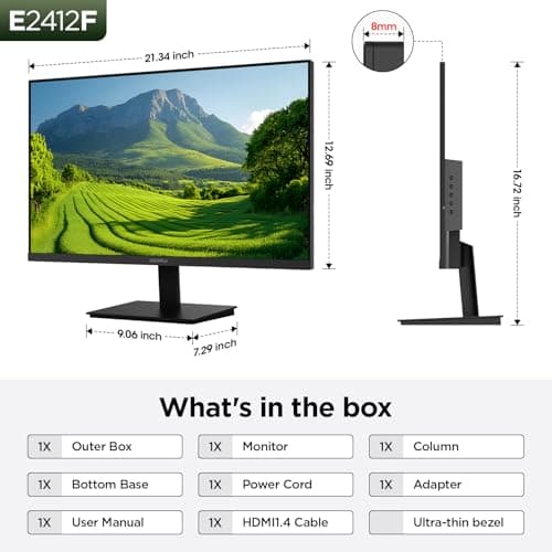 KOORUI 23 Inch Computer Monitor, FHD 1080p 100Hz, VESA Mountable, Adpitive Sync, Eye Care and Tilt, Black 8