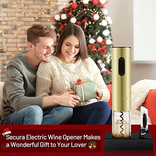 Secura Electric Wine Opener, Automatic Bottle Corkscrew Opener with Foil Cutter, Rechargeable (Champagne Gold) 9