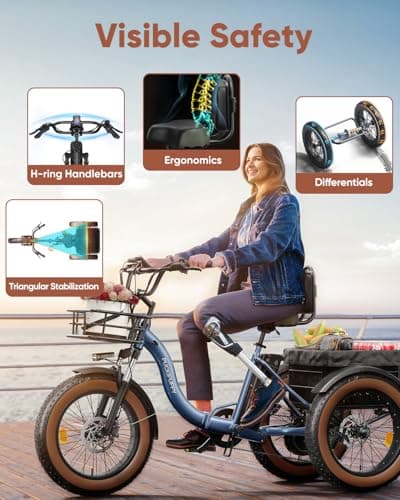 Electric Tricycle for Adults, 960W Max Rear Motor Electric Trike with 48V 648Wh Battery, 20" 6061 Aluminum Folding Ebike Frame, 55 Miles Range Cargo Tricycle with Large Basket, 20MPH 3 Wheel Alaskan A 6