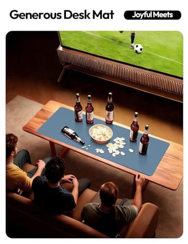 YSAGi Leather Desk Protector, Office Mat, Large Mouse Mat, Non-Slip PU Leather Blotter, Laptop Desk, Waterproof Writing Pad for Office and Home (Blue, 23.6" x 13.8") 7