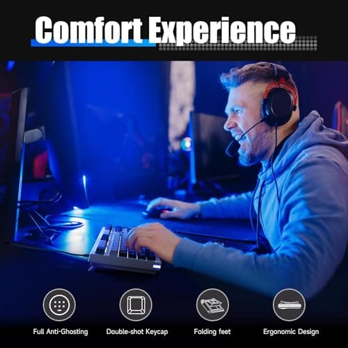 KEMOVE K98SE Mechanical Gaming Keyboard, 98 Keys LED Backlit Programmable, 96% Wired Computer Keyboard with Double Sound Dampening Foam, Pre-lubed Red Switch 6