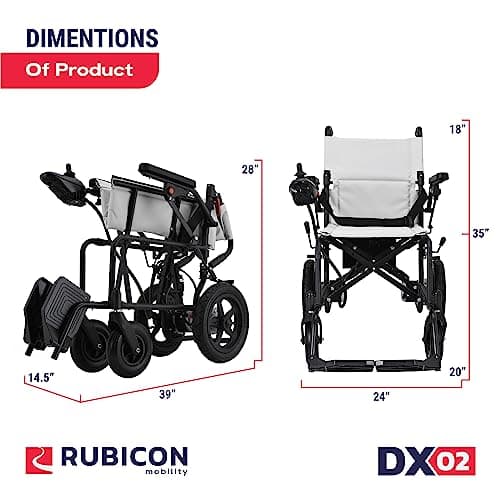 Rubicon DX03- Lightweight (Only 40lbs) Foldable Electric Wheelchair for Seniors - 12 mi Long Cruise Range with 500W Powerful Motor - Airline Approved with Detachable Battery (Model4) 6