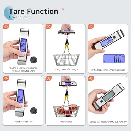 travel inspira Rechargeable Luggage Scale 110lb/50kg - Large Backlit Display - Stainless Steel - Portable Digital Hanging Scale for Suitcases, Bags, Packages (USB -C Charging Included) 9