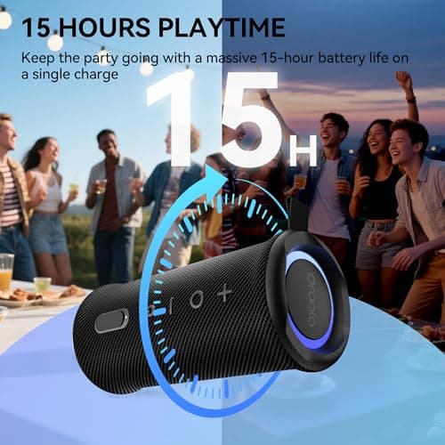 Oraolo Portable Bluetooth Speaker, Wireless Speakers with 24W Loud Stereo Sound, Bluetooth 6.0, RGB Lights, IPX6 Waterproof, Ture Wireless Pairing, 15H Playtime, Speaker for Home Beach Party 7