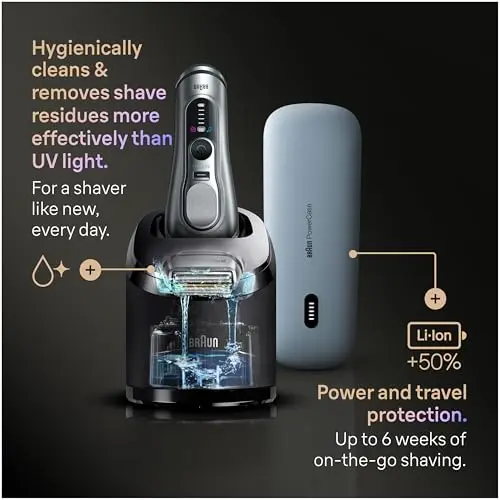Braun Series 9 PRO+ Electric Shaver, Wet & Dry Razor, Pro SensoAdapt, 6in1 SmartCare Center, 9697CC, Silver 6