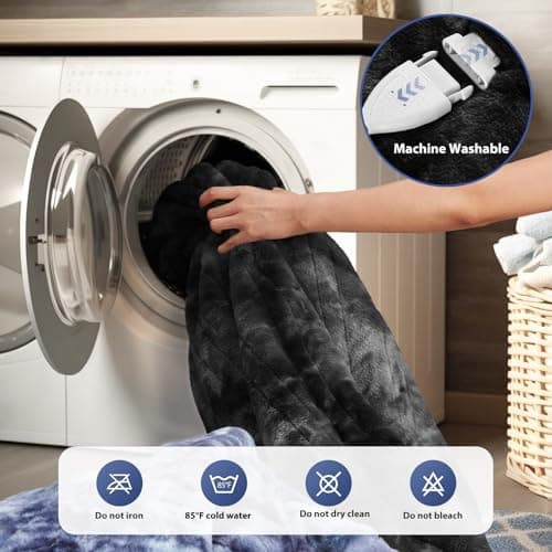 MAXEVE Electric Heated Throw Faux Rabbit Fur Blanket with 8 Heating Levels & 8 Hours Auto Off, Fast Heating Warm Cozy Sherpa Washable Blanket with Over-Heat Protection, ETL Certification, Grey 7