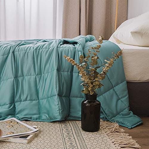 Dornroscn Viscose Made from Bamboo Cooling Weighted Blanket 15lbs-48’’x72’’-Twin Size for Adults and Kids Cooling Heavy Blanket with Premium Glass Bead for Sleepers, Sea Grass 7