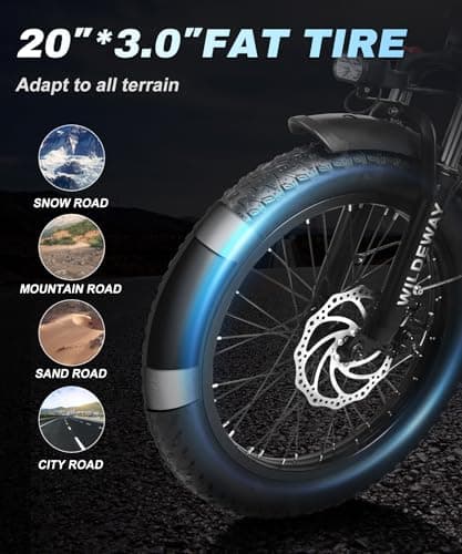 Wildeway Folding Electric Bike for Adults with 32Ah Battery Long Range 750W Motor 28MPH,20"x 3.0"Fat Tire Foldable EBike, Urban City Commuter Men Women Bicycle 7 Speed Gear 6