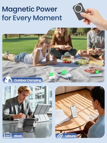 Portable Charger for Magsafe Battery Pack,10000mAh Power Bank with Foldable Stand,Travel Essential PD 22.5W Fast Charge,Magnetic Charge Wireless Charger for iPhone 17/16/15/14/13/12 Series–Black 7