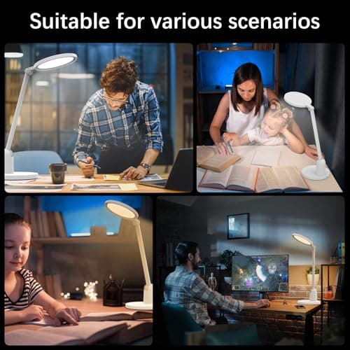 Kitloo Desk Lamps for Home Office with Stable Base, 1000LM Ultra Bright Eye-Caring Desk Light, 3000K-6000K Dimmable Table Lamp with Stepless Dimming & Timing Function for Work, Reading, Bedroom 7