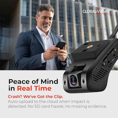 Global View The Eagle Live Streaming Vehicle Dash Cam - 4G LTE, Subscription Required, Dual Front & Cabin Interior Camera - Live Video Streaming Car Camera, GPS Tracking, Geofence Alerts & App Support 7