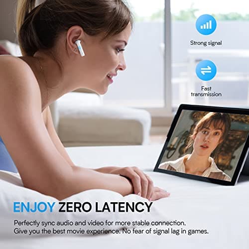 BEBEN Wireless Earbuds 35H Playtime Waterproof Bluetoth Ear Buds, Touch Control Stereo Sound Bluetooth Earbuds with Mic, Wireless Headphones with Type C Charging Case for iPhone Android (White) 7