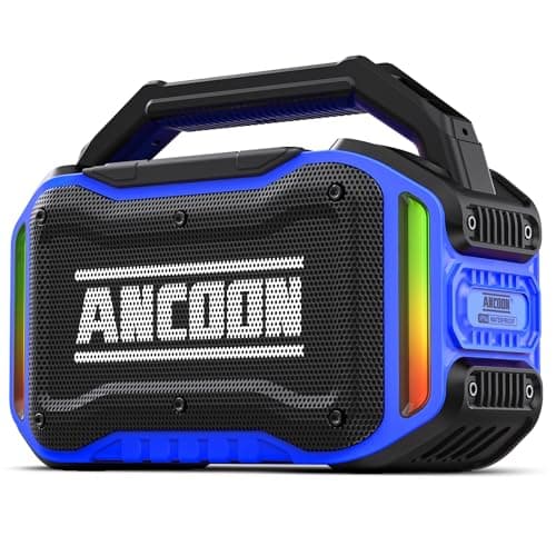ANCOON Speakers Bluetooth Wireless: 80W(Peak) Loud Speaker with Bass, 20H Playtime, IPX6 Waterproof, Large Jobsite Speakers for Work, Outdoor, Workshop, Garage, Portable Speaker with TWS (Blue)