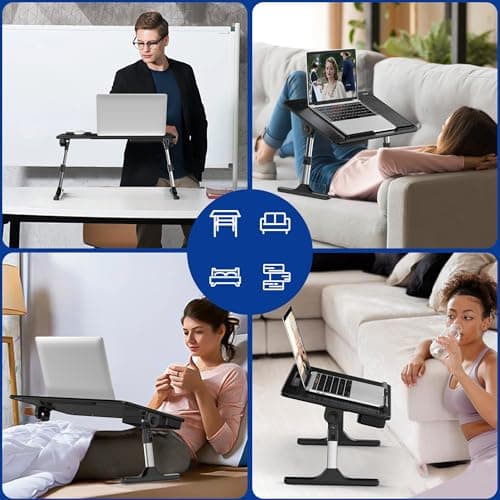 Besign LT05 Adjustable Laptop Table, Lap Desk, Portable Standing Bed Desk, Foldable Sofa Breakfast Tray, Notebook Computer Stand for Reading and Writing, Medium Size, Black 7
