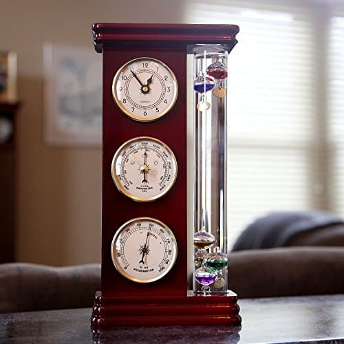 Lily's Home Analog Weather Station with Galileo Thermometer, Precision Quartz Clock (Gold), Barometer & Hygrometer, Gift for Family or Friends, Indoor and Outdoor Home Décor (6" L x 2" W x 12" H) 4
