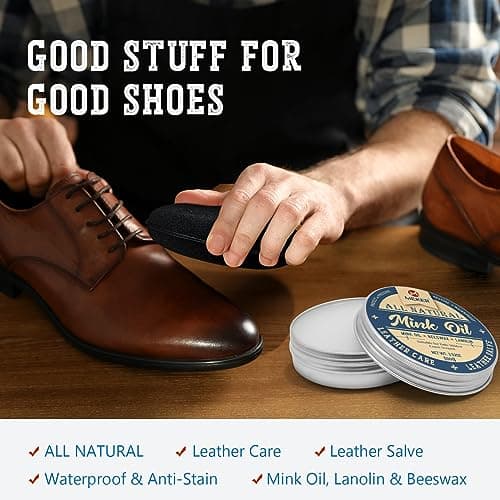 MEKER Mink Oil, Mink Oil for Leather Boots, All-Natural Leather Conditioner with Sponge, Restore Shoes, Jackets, Hats, Baseball Gloves, Saddles and Harnesses, 3.52oz 6