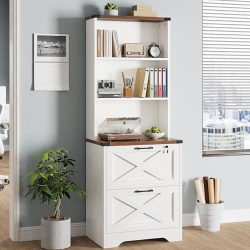SEDETA 2 Drawer File Cabinet with Lock, Wood Filing Cabinet fits Letter, Legal, A4 Size, Hanging File Folders, Farmhouse File Cabinets for Home Office with Adjustable Storage Shelf, White 6