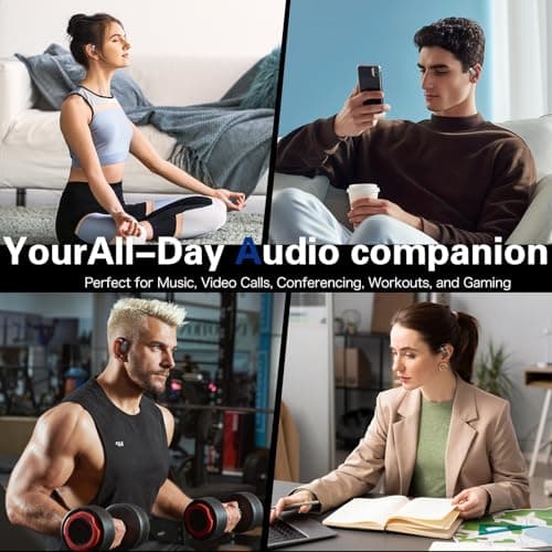 Byobyc Bluetooth 5.4 Headphones True Wireless Stereo Earbuds 40H Playtime LED Power Display Earphones with lPX5 Waterproof Open Ear Buds for Sporting, Working, Studying Black 7