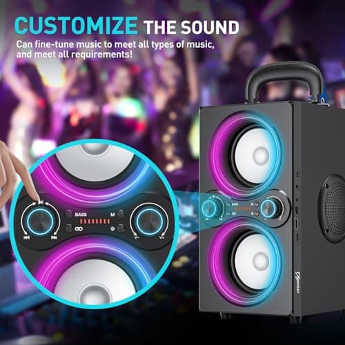 TPyesss Bluetooth Speakers, 80W(Peak) Wireless TWS Portable Bluetooth Speaker, Beat-Driven Lights, 100dB Loud Stereo Speaker with BassUp, Speakers with Subwoofer for Outdoor, Party, Camping 5
