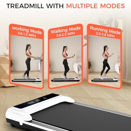 GTRACING Walking Pad with Incline, Under Desk Treadmill for Home, Portable Treadmill with Remote Control LED Display, 2.5 HP Quiet Walking Pad with APP Shock Absorption Design, 300 Lbs Capacity White 8