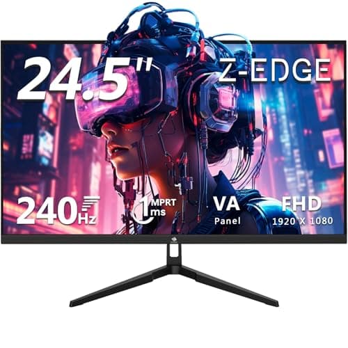 24.5" Gaming Monitor 240Hz, Z-Edge UG25F FHD 1920x1080 Computer Monitor, 1ms Frameless LED, Contrast Ratio 5000:1