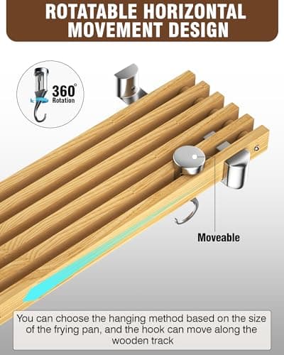 Cooks Standard Wall Mounted Wooden Pot Rack, 36 by 8-Inch 5