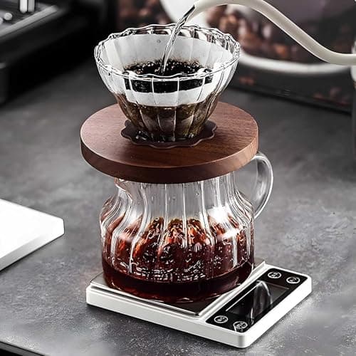 LUCKCENLY Espresso Scale with Timer 3kg/0.1g Accuracy Coffee Bean Scale Digital Portable Rechargeable Auto Tare Smart Water Flow White 6