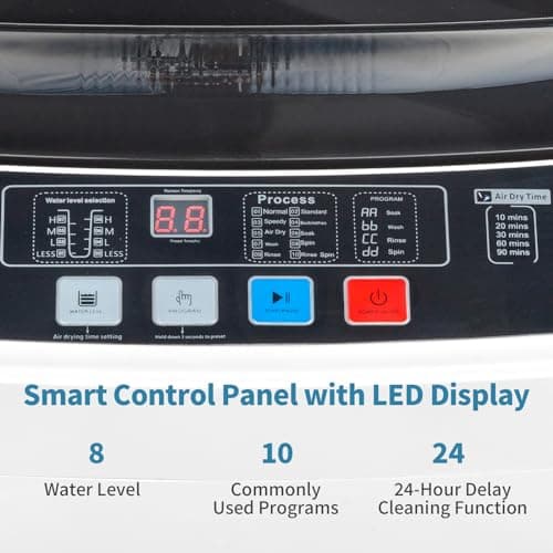 ROVSUN 17.6LBS Full Automatic Washing Machine and 1.5CuFt Portable Clothes Dryer Set, Compact Laundry Washer and Dryer Combo Set with Stainless Steel Inner Tub, for Apartment, Dorms, Home 7