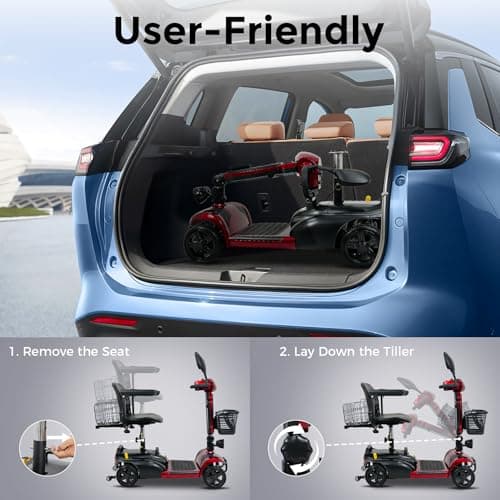 MOVEMAGIC 30 Miles Long Range 4 Wheel Electric Mobility Scooter with 350W Motor, Foldable Mobility Scooter for Adults/Seniors - 300 lb Capacity, 720Wh Lithium Battery, Dual Baskets 6