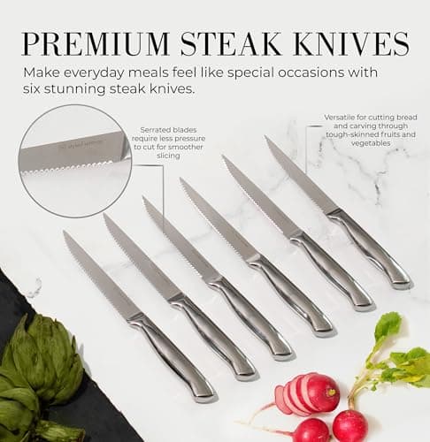 Styled Settings Stainless Steel Knife Set with Built In Sharpener - 7