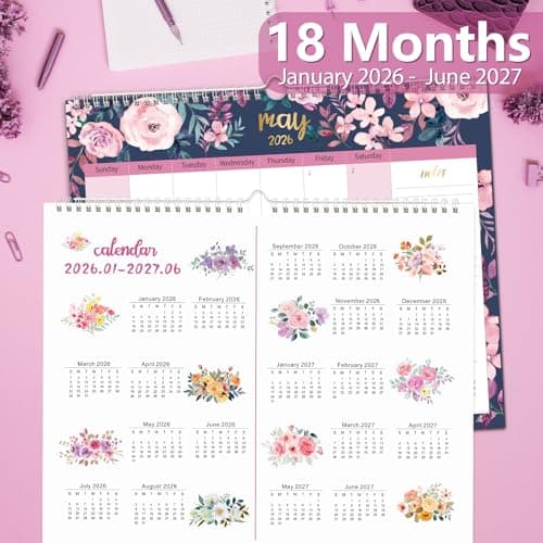 GuassLee Wall Calendar 2026-2027, Calendar Wall 2026, 18-Months Hanging Calendar Jan. 2026 to Jun. 2027, 14" x 11.5" Monthly Planner Wall with Thick Paper for Office School Home Teacher Academic 7